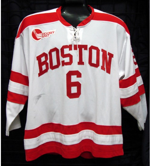 Custom NCAA 2005-06 Boston University Terriers BU 6 Kenny Roche Hockey Jersey Home White